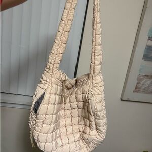 Free People Dupe - Cream Quilted Shoulder Bag